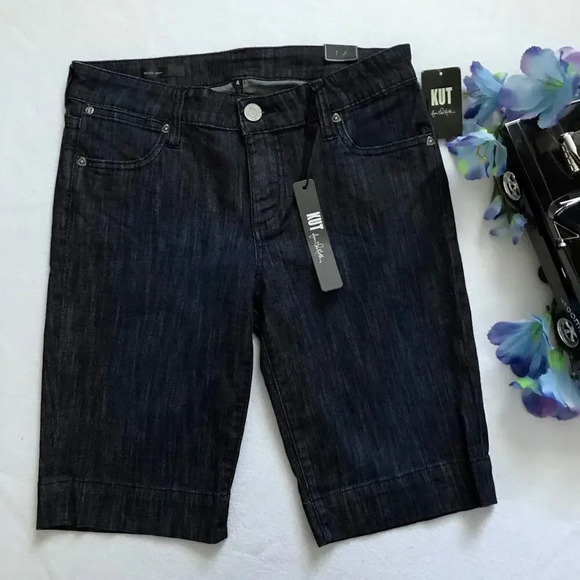 Kut from the Kloth NWT Dark Wash Nicole Bermuda Shorts Women 4 - Picture 2 of 11